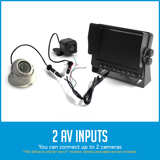 monitor hooked up to two reversing cameras with caption "2 AV input"