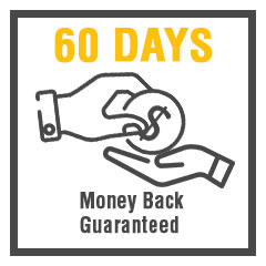 money being given back with caption "60 days money back guaranteed"