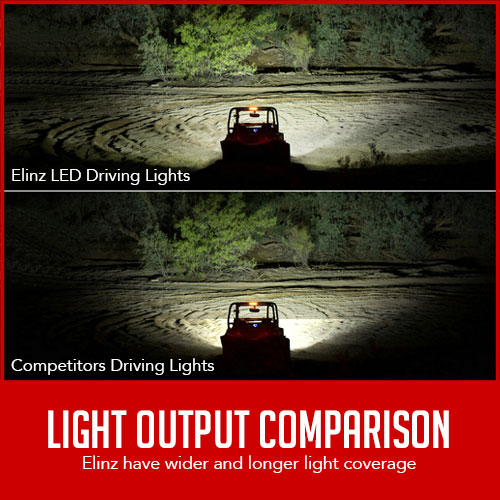driving light comparison, elinz is brighter than competitors
