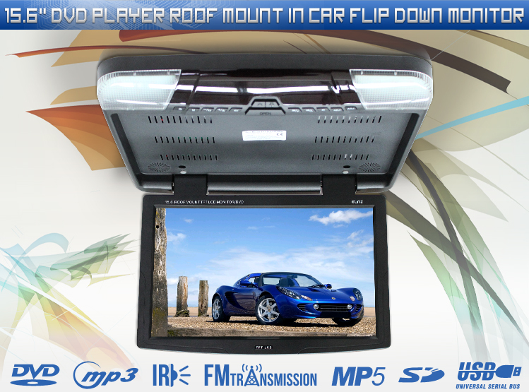 15.6" DVD player Roof mount In Car Flip Down Monitor suit 12V/24V vehicle