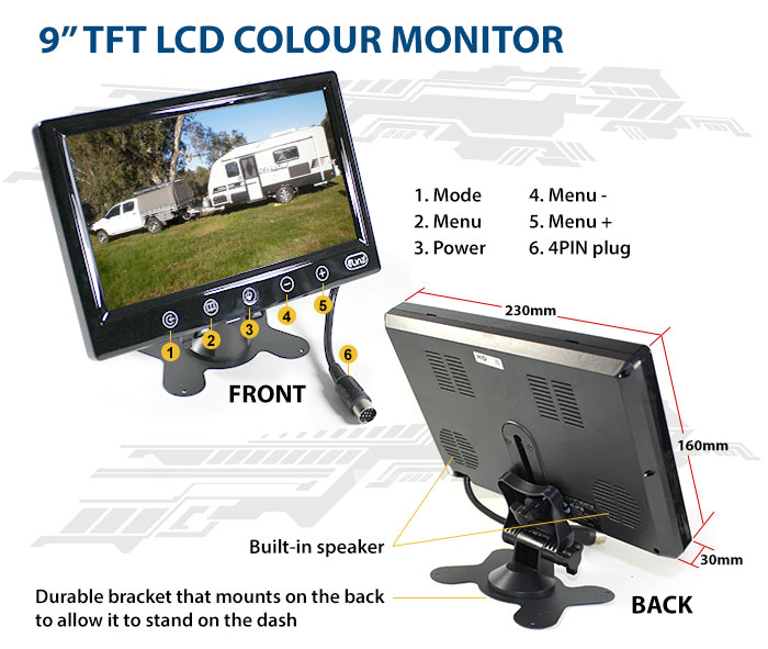 M70SPLTRV4PIN10M Reversing camera kit monitor specifications