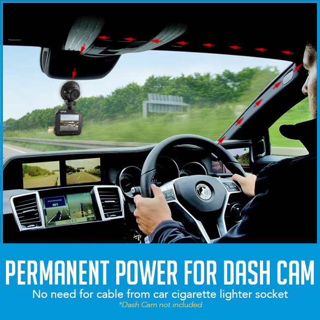 dash cam open with caption "permanent power for dash cam"
