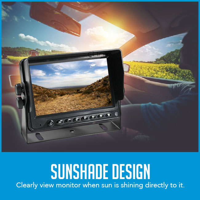 reversing camera monitor with caption "sunshade design"
