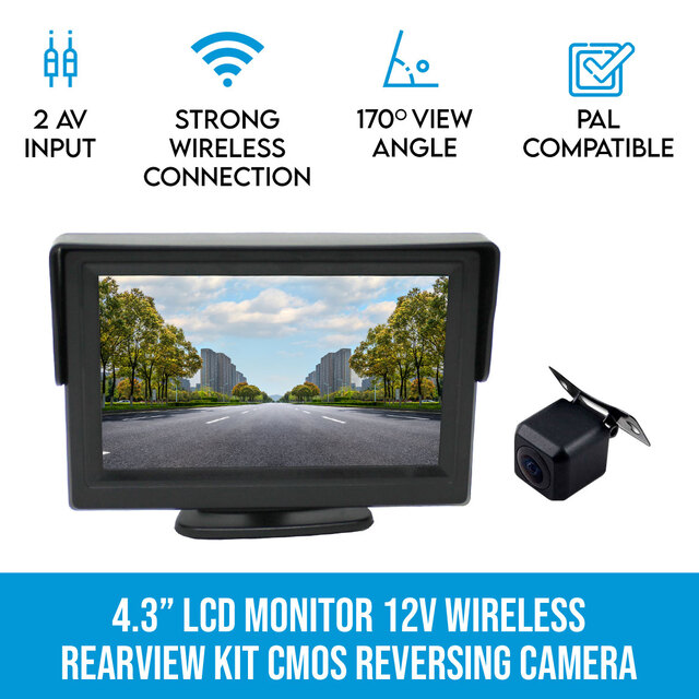 Elinz 4.3" LCD Monitor 12V Wireless Car Rearview Kit CMOS Car UTE Van SUV Reversing Camera