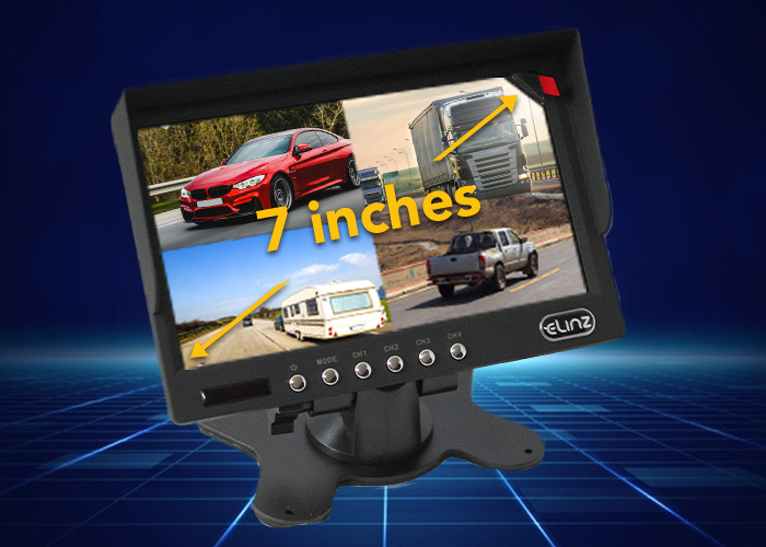 7" Quad Monitor Split Screen Rear View Camera System – 4-Pin, 2x CCD Cameras, For Truck Van, By IPoster