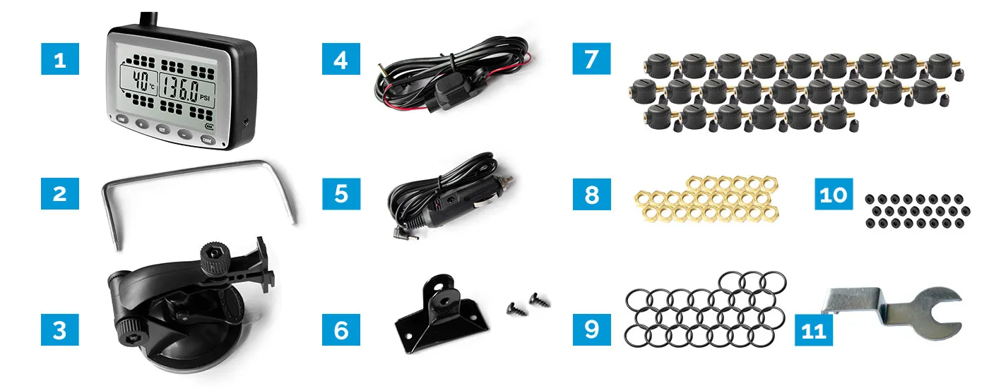 Truck TPMS with High-Pressure Flow-Thru 24x Sensors 0-188 PSI