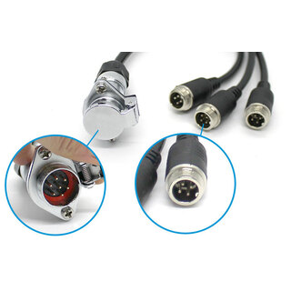 Elinz Reverse Camera Trailer Cable Coil 7PIN to 4PIN Weatherproof Male Connector 3 AV Input with Audio Caravan RV