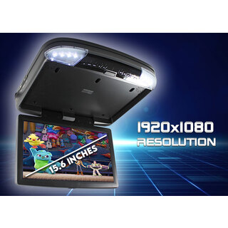 Elinz 15.6" DVD player Roof mount In Car Flip Down Monitor HDMI suit 12V/24V vehicle