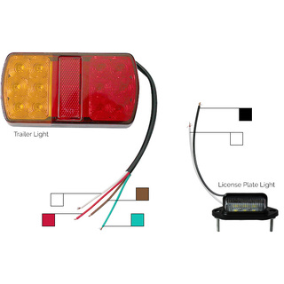 Elinz 2x Trailer Tail Lights Kit License Number Plate Light 5 Core Cable 12V 7PIN Plug