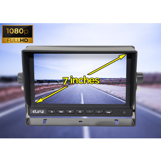 Elinz 7" 1080P AHD Monitor Car 4PIN Reversing Camera DVR 12V 24V Recording Truck Caravan Splitscreen