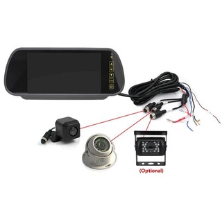 Elinz 7" Rearview Mirror Monitor Caravan 2 Reversing Camera 4PIN System Kit CCD