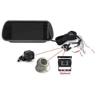Elinz 7" Rearview Monitor Caravan 2 Reversing Camera 4PIN System Kit CCD Trailer cable