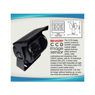 Elinz Heavy Duty CCD IR 12V/24V Colour reversing camera BLACK