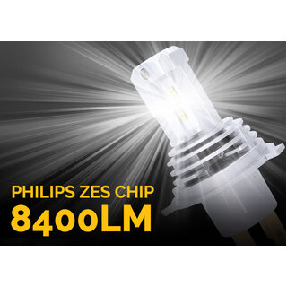 Cosmoblaze H4 55W Car LED Headlight Kit 360° 8400LM Philips ZES Chip 12V Hi-Lo Beam