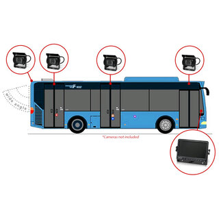 Elinz 9" Splitscreen DVR Monitor 12V 24V 4 AV Inputs 800x480 Bus Truck Caravan