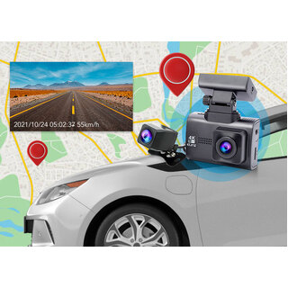 Elinz 4K 2K Dual Dash Cam WiFi GPS  Dashboard Camera Recorder WDR Night Vision Car Charger 32GB