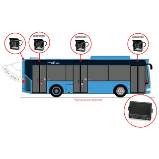 9" DVR Monitor 4CH Realtime Vehicle Reversing Recording CCD Camera Kit Truck Bus