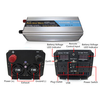 Elinz Pure Sine Wave Power Inverter 3000W/6000W 12V-240V AUS Plug Remote Control