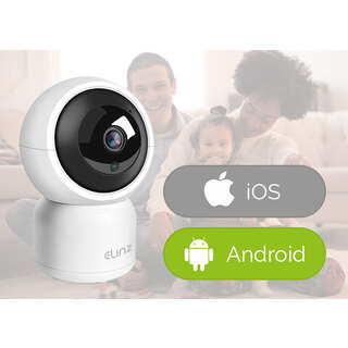 Elinz Smart Auto Tracking WiFi IP Security Camera 1080P HD Wireless Pan Tilt CCTV White 32GB
