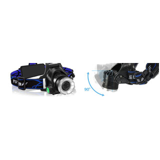 Raylight 2x Headlight LED Torch CREE XM-L T6 Zoomable Headlamp Rechargeable 18650 Batteries
