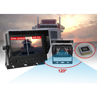 Elinz 7" Quad Screen Waterproof Monitor HD 12V/24V Reversing CCD Camera Mining Vehicle Truck Caravan Boat