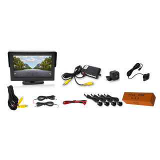 Elinz 4.3" Monitor CMOS 170° Car Reversing Camera 600TVL 4 Ultrasonic Parking Sensors