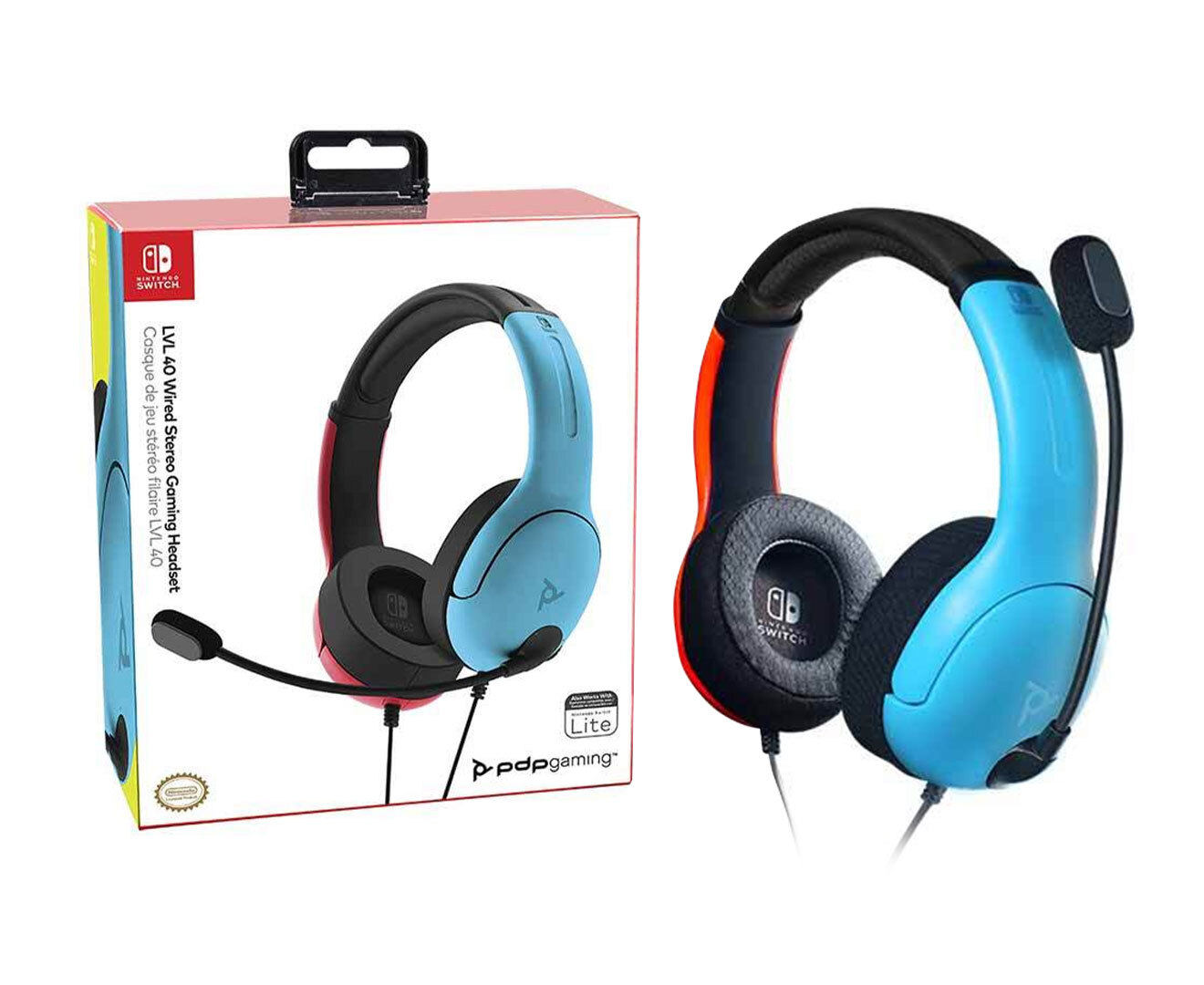 Nintendo Switch PDP LVL40 Wired Stereo Gaming Headset Blue Red