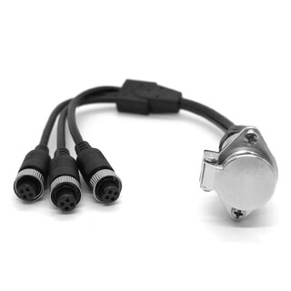 Elinz Reverse Camera Trailer Cable Coil 7PIN to 4PIN Weatherproof Female Connector 3 AV Input with Audio