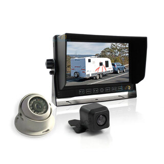 7" Monitor HD 12V/24V Reversing CCD 2x TWO Camera 4PIN System 3AV Caravan Kit