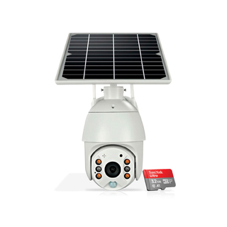 Elinz Wireless Solar Security WiFi IP 1080P PTZ Outdoor Camera CCTV Waterproof Built-in Battery Pan Tilt Digital Zoom 32GB