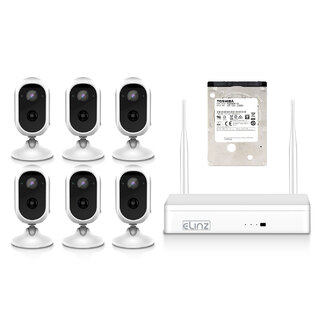 Elinz Wireless Home Battery Security 1080P HD WiFi 6x Cameras CCTV System 8CH NVR Indoor Outdoor 1TB HDD
