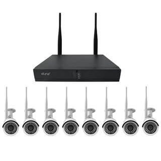 Elinz  8CH CCTV Wireless Security System 2MP IP WiFi 8x Camera 1080P NVR No Hard Drive