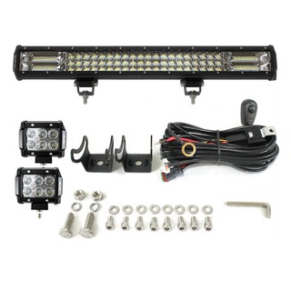 Elinz 23" LED Light Bar 3 Rows Philips bundle 2x 18W 4 inch CREE Driving Worklight