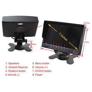 Elinz 7" HD Monitor 4PIN System CCD Reversing Camera Kit Trailer Cable MIC 12V 24V