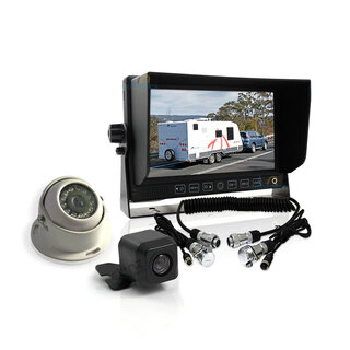 Elinz 7" Monitor HD 12V/24V Reversing CCD 2 Camera 4PIN System Trailer Cable Caravan