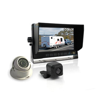 7" Monitor HD 12V/24V Reversing CCD 2x TWO Camera 4PIN System 3AV Caravan Kit