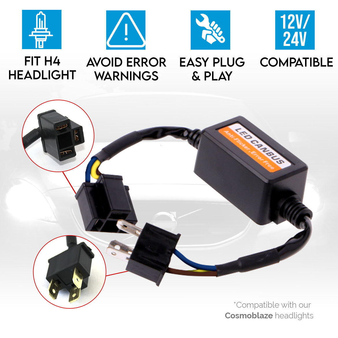 9003 - H4 - HB2 LED conversion kit All Inside Canbus