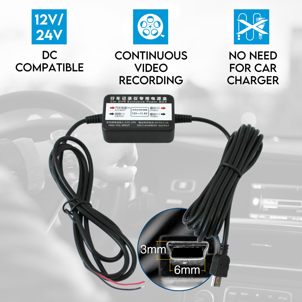 car dash cam battery powered