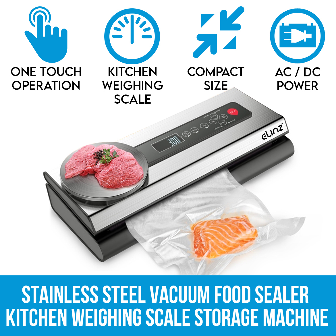 Stainless Steel Vacuum Food Sealer Bags Packaging Saver Kitchen