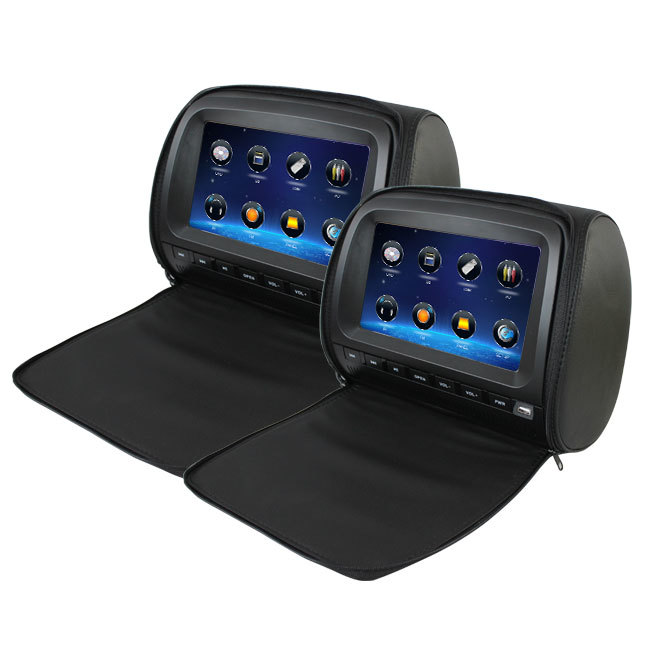 2x 9" Full HD 1080P Touch Screen Car Headrest DVD Player Monitor Pillow ...