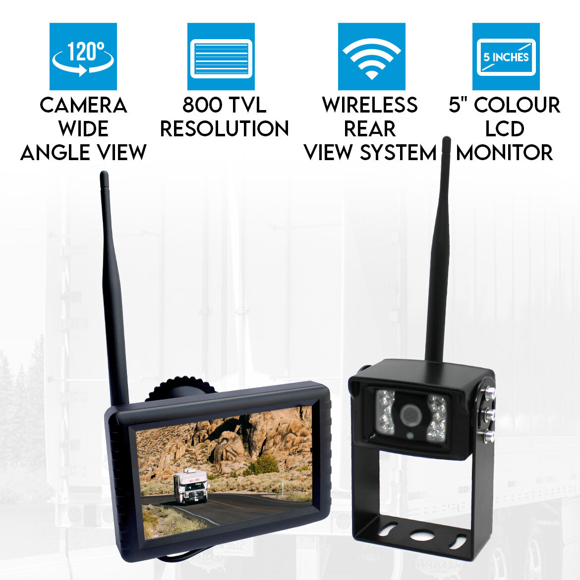 HD IR Night Vision Reversing Camera Wireless Car Rear View Kit 5" LCD Monitor