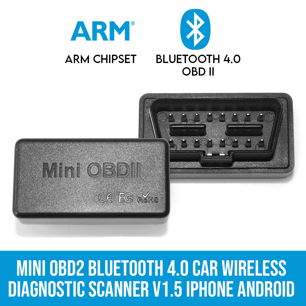 Mini OBD2 Bluetooth 4.0 Car Wireless Diagnostic Scanner V1.5