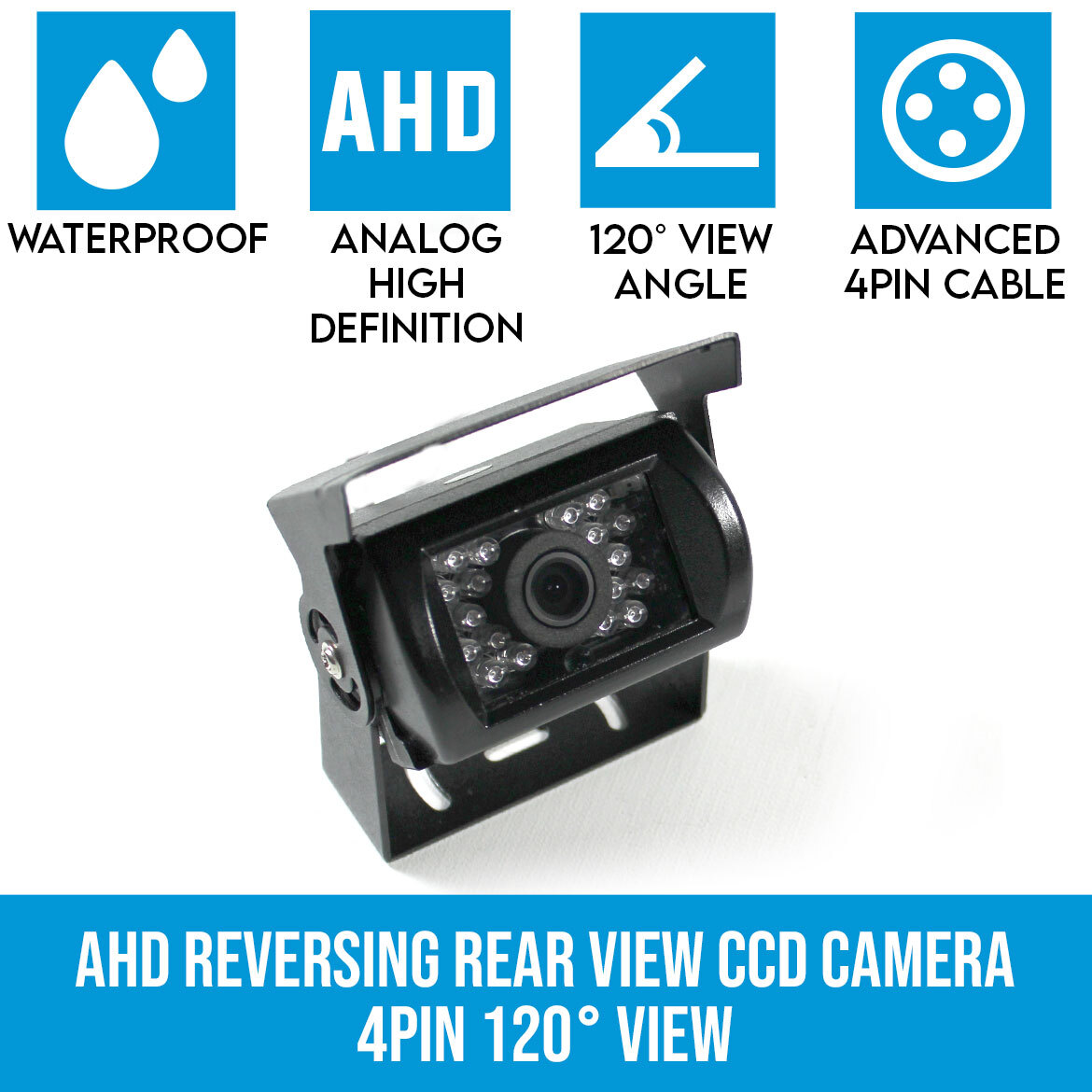 AHD Reversing Rear View CCD Camera 4PIN Night Vision Car Truck Caravan 120°  View