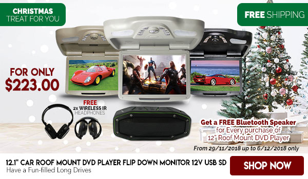 Free bluetooth speaker - 12 inch Roof mount DVD player