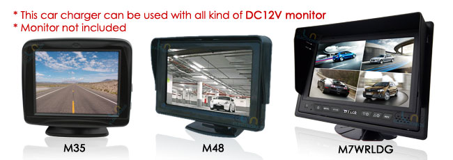 DC12V Monitor compatible to car charger