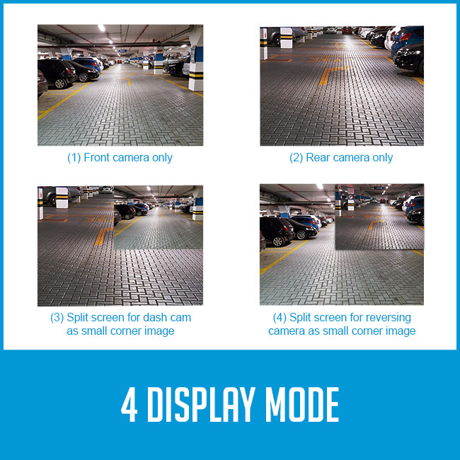 different viewing methods on rearview mirror monitor