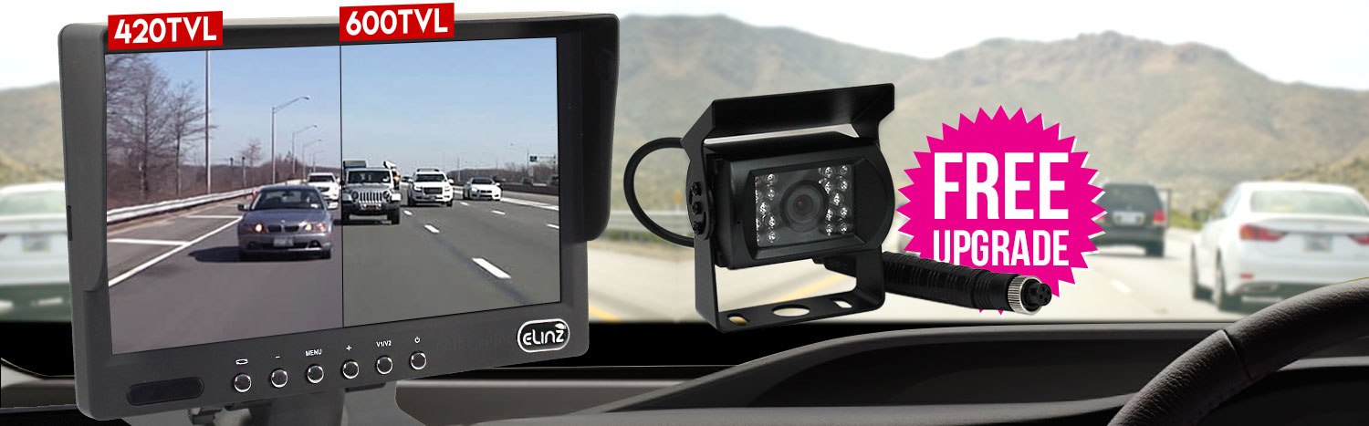 reversing camera monitor installed on dash cam while driving