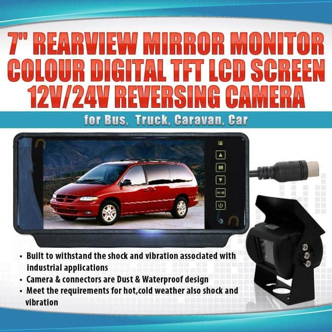 7inch Rearview Mirror Monitor 12V 24V Reversing CCD Camera