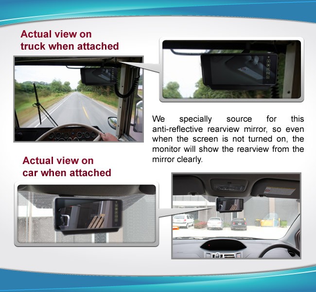 Actual view on rearview reversing camera R7MI-RV4PIN10M