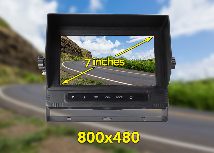 7 inches Colour TFT-LCD wide screen with Sunshade design